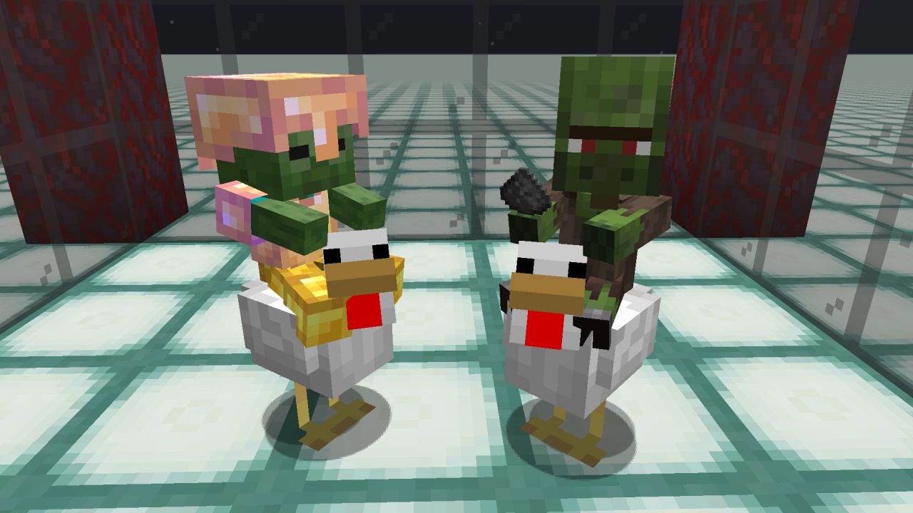 Created a Chicken Jockey farm design, what are the odds of either of these  spawning? : r/Minecraft
