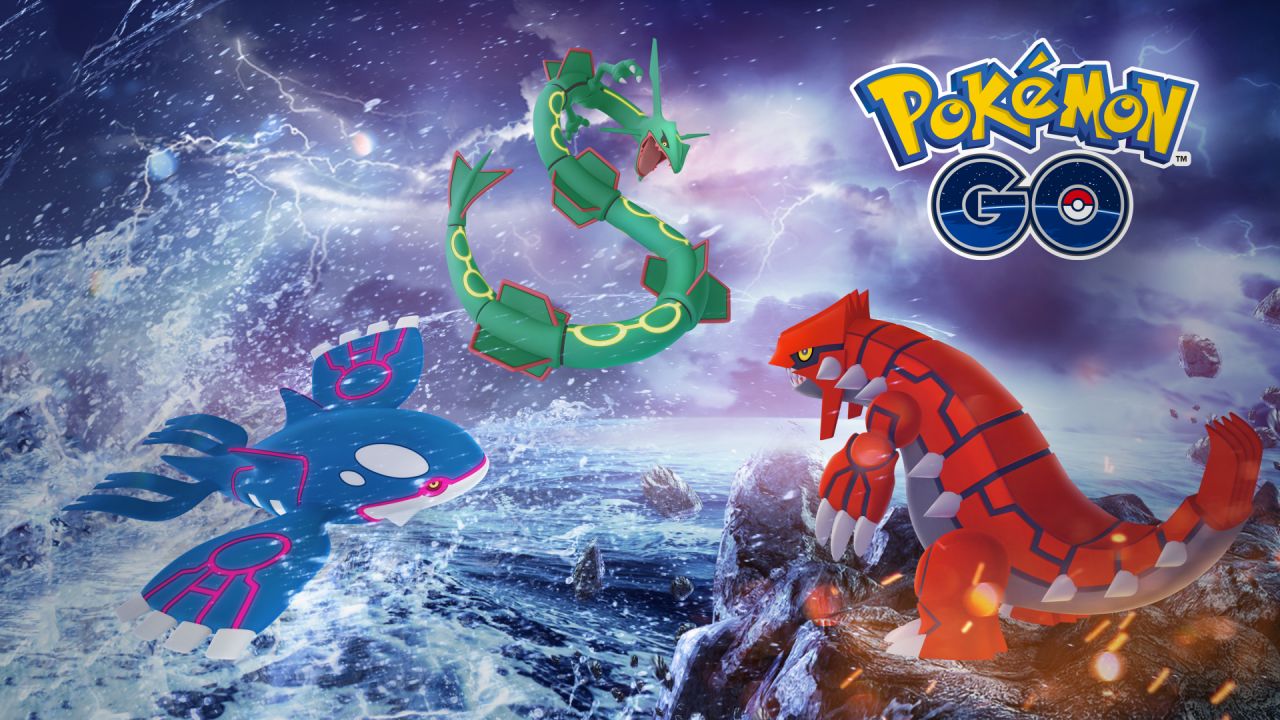 Pokémon GO 4K: Kyogre, Groudon & Rayquaza — Legendary Trio | 4800x2700 |  Wallpaper Abyss