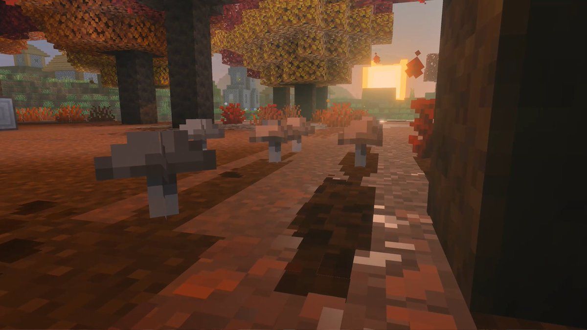 🚨 Dappled Forest é um novo bioma de florestas que será adicionado ao  Minecraft. Ele possui árvores de choupo (Poplar Trees) com folhas  alaranjadas, além de cogumelos e arbustos vermelhos espalhados pelo