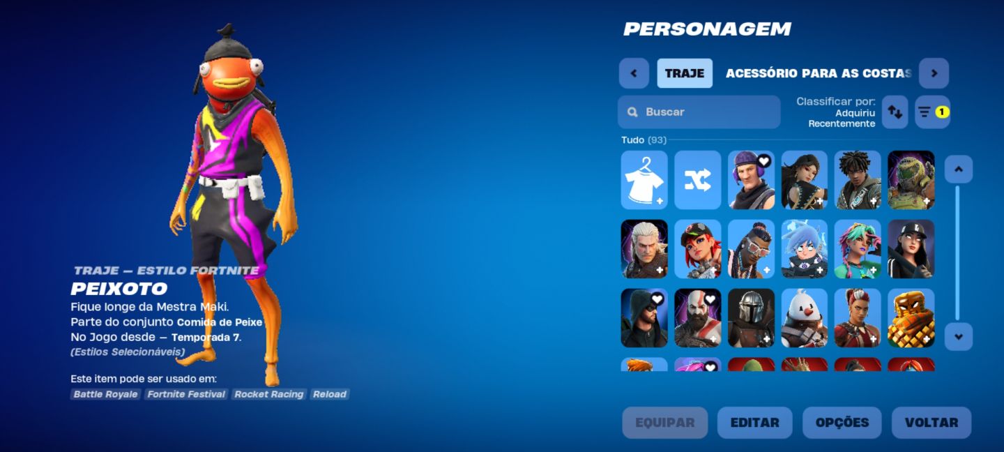 Conta Fortnite(Stealth Reflex, Kratos Full, Peixoto World, Mako), 15+ jogos Epic