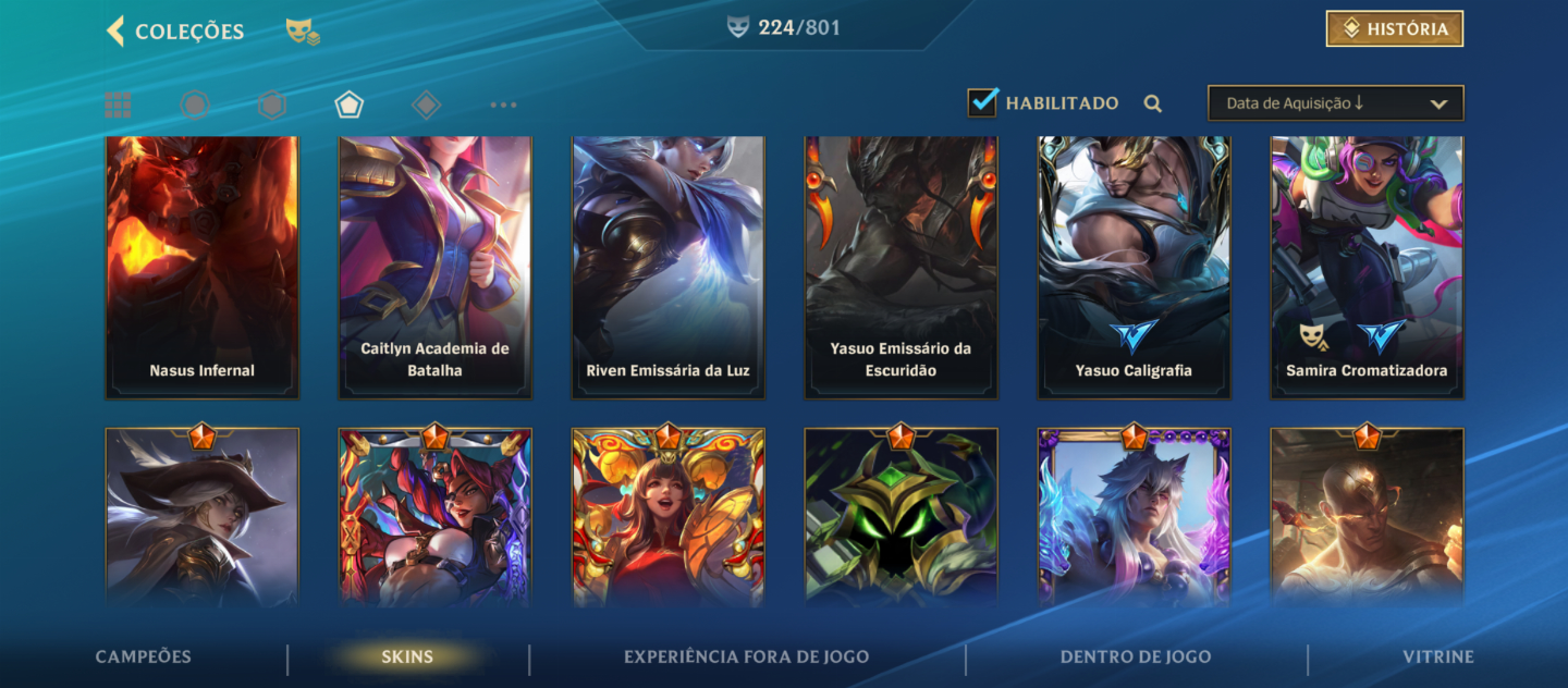 CONTA WILD RIFT +PC 4K GASTO 239 SKINS, 30LENDÁRIAS, 129 ÉPICAS 44k COLECIONADOR