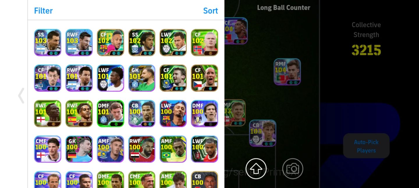 Conta eFootball 3212 Força | Puyol 107 Gullit 106 Cruyff 105 CR7 104