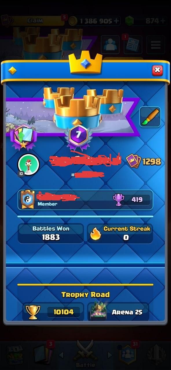 Clash Royale Lv14 | 10.100+ Troféus | 5 Evoluções | Skin Torre Rara Fortress