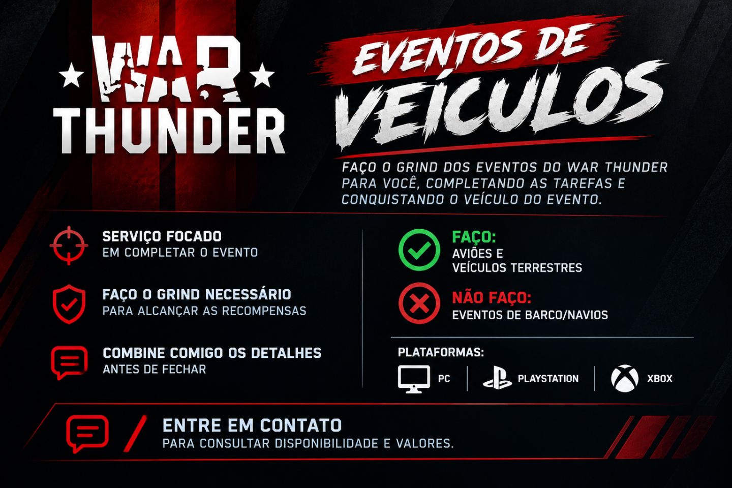 Farm de Pontos de Evento War Thunder Aviação e Tanques (Não faço Naval)