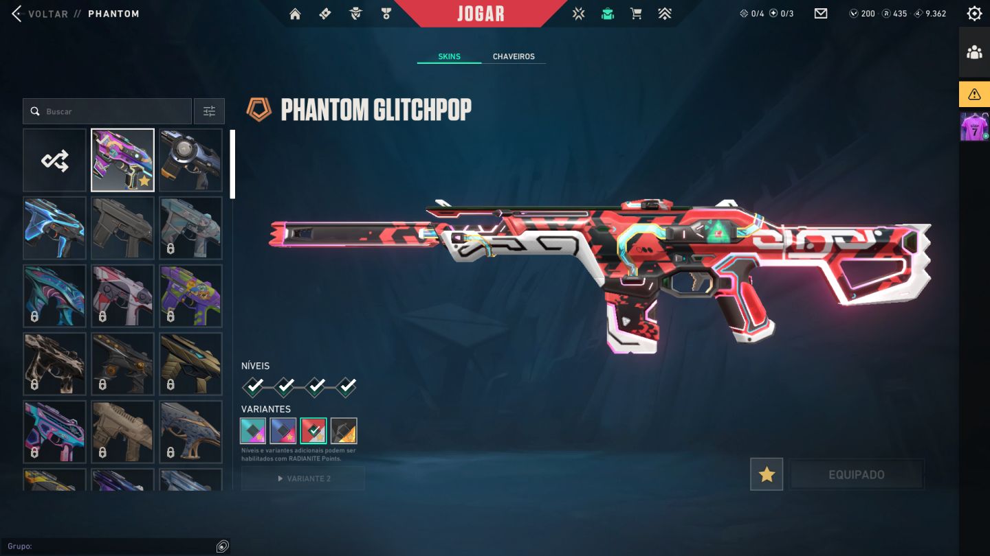 CONTA VALORANT - KARAMBIT SAQUEADOR, VADAL RGX, PANTHON GLITCHPOP - LV129