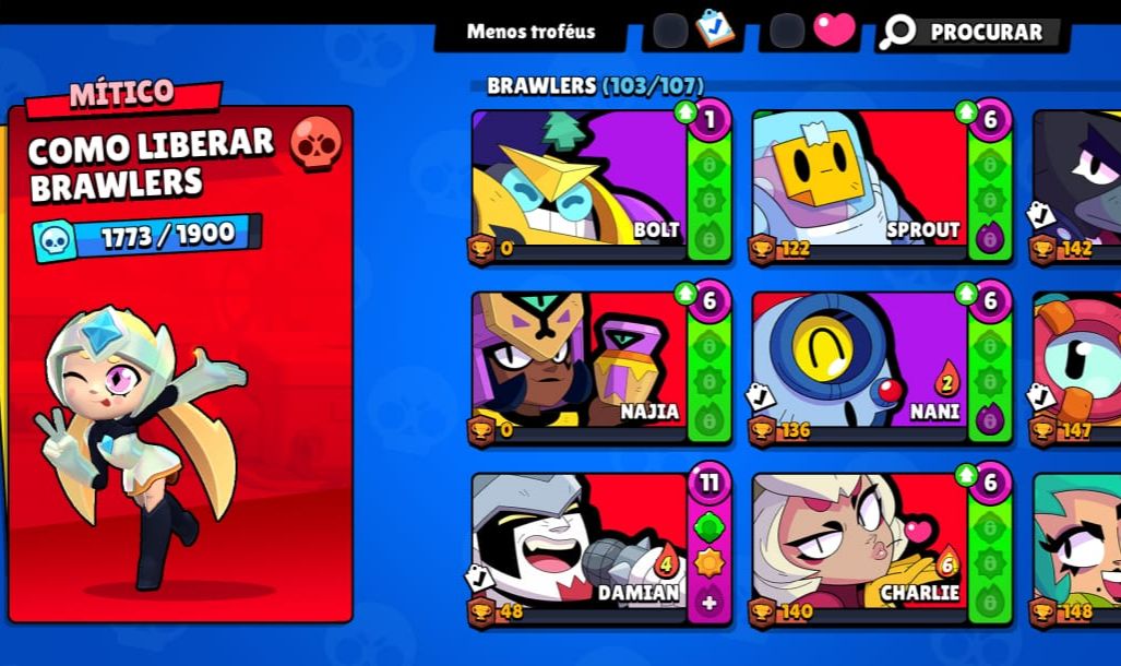 CONTA BRAWL STARS 103/104 BRAWLERS