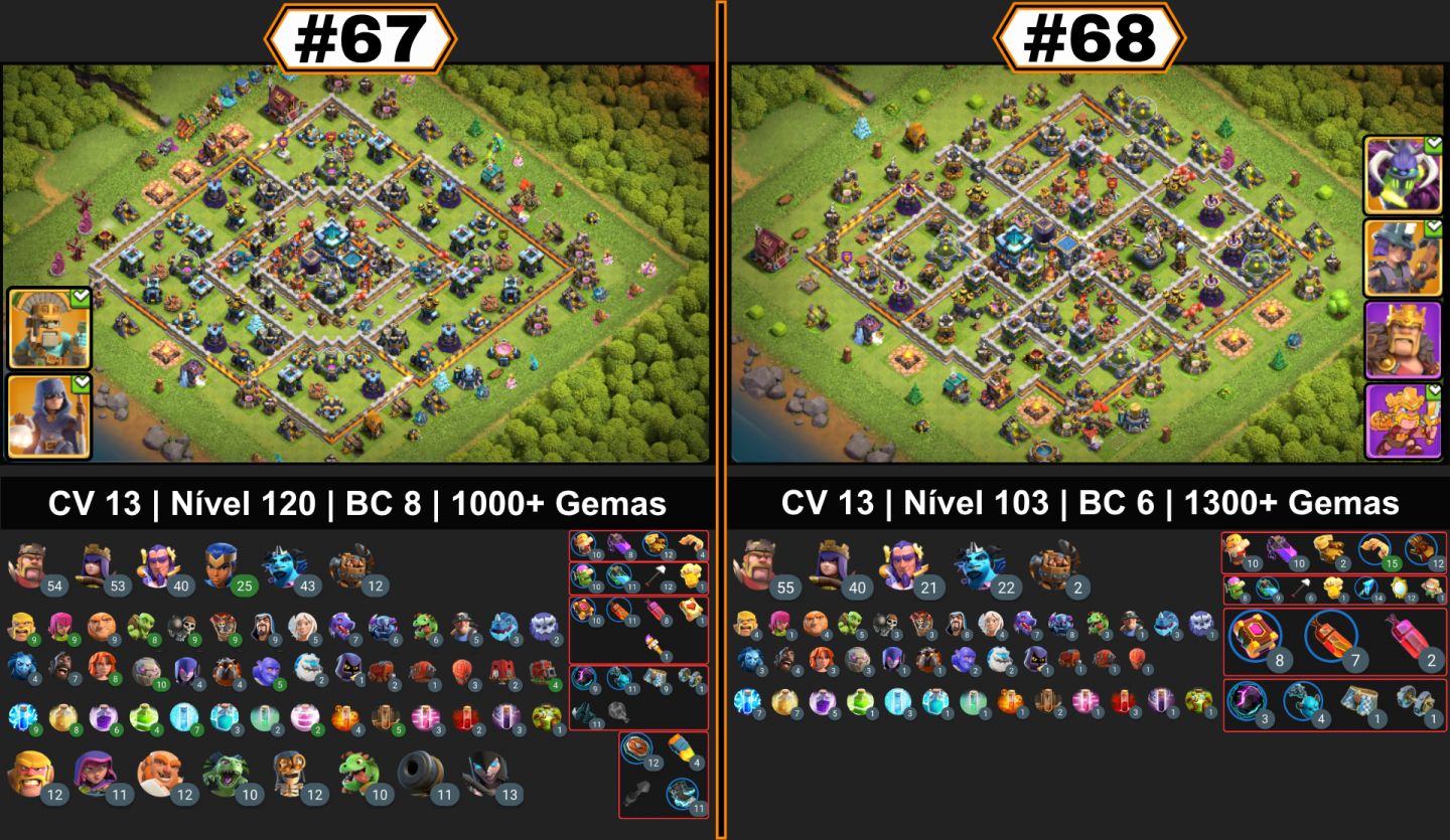 CONTAS CLASH OF CLANS | CVS UPADOS, FULL, SEMI-FULL, RUSHADOS, CLÃS, SKINS