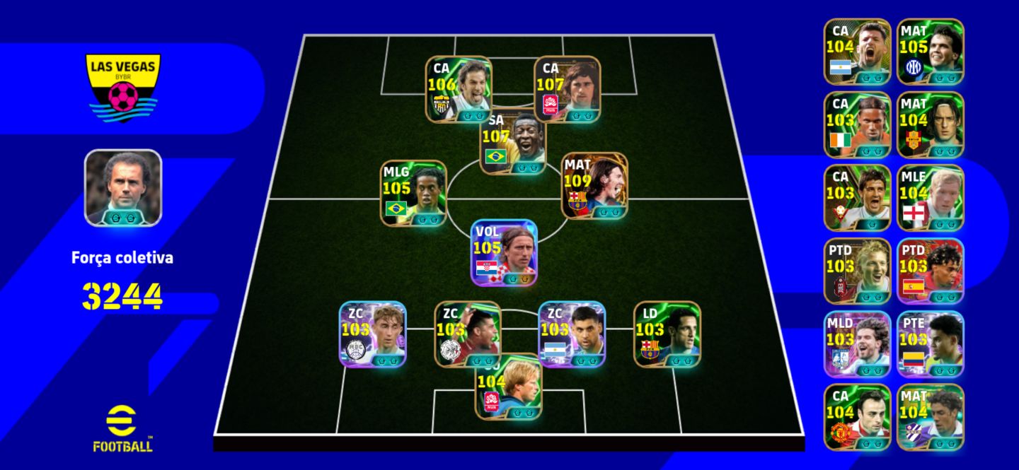 Conta Efootball 3244 Messi 110 Pele 108 Delpiero 107 Guerd Muller 108