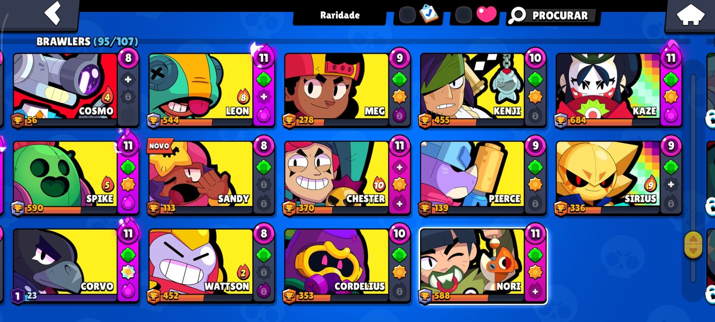Conta 33k de troféus faltando somente 12 brawlers