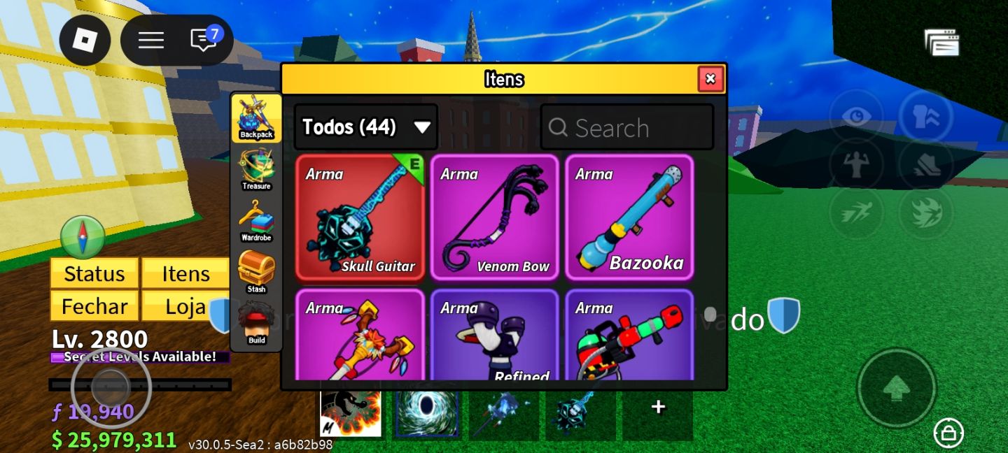 CONTA BLOX FRUITS LV 2800 + PERMANENTES + 6 MÍTICAS NO INVENTÁRIO