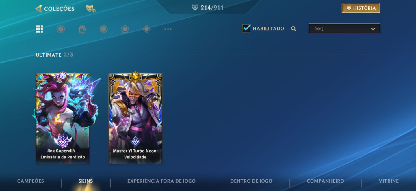 Conta Wild rift com 214 skin jinx super vilã todas forma e master yi turbo neon