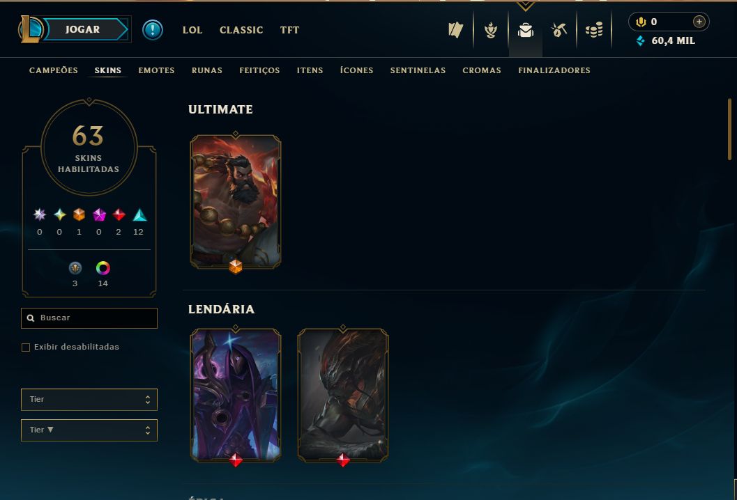 Conta LOL nível 96