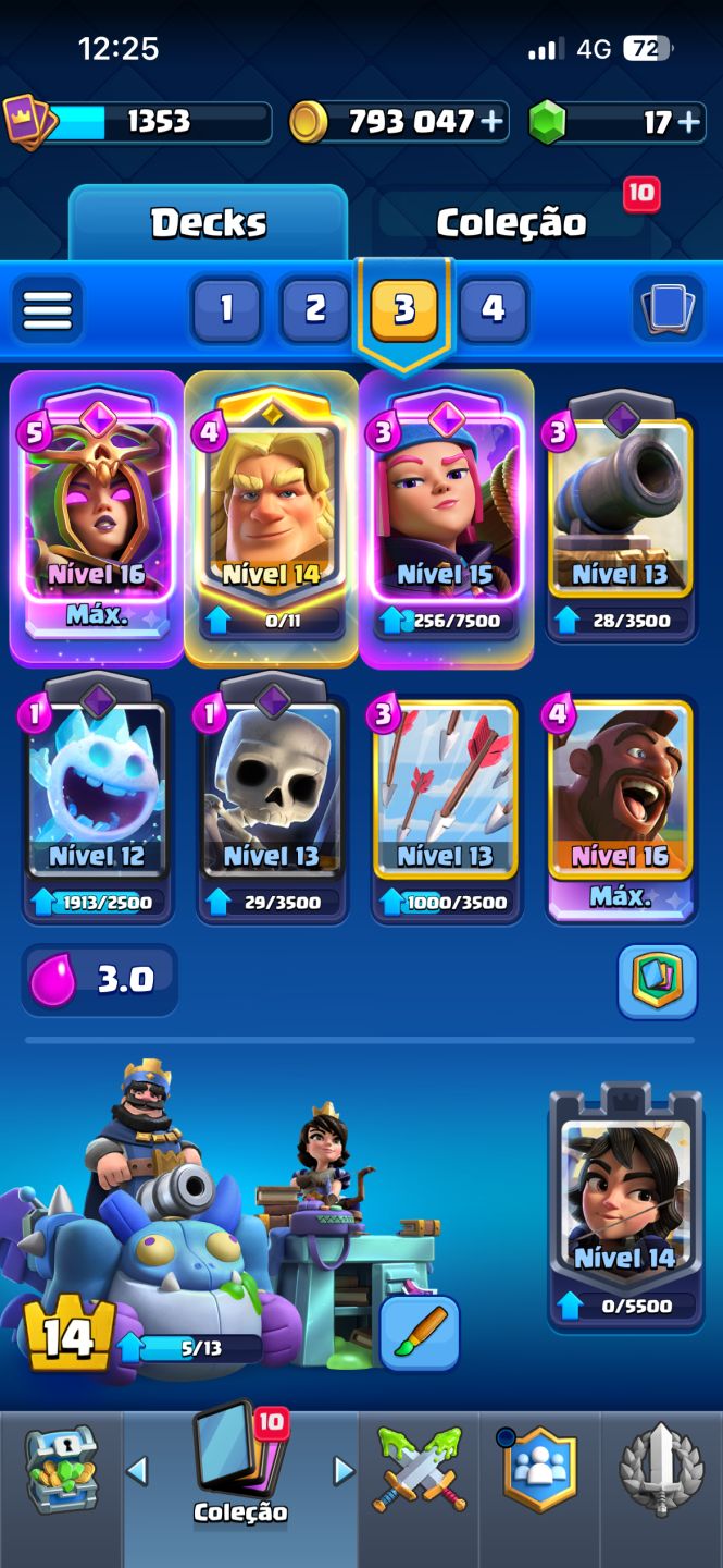 CONTA DE CLASH ROYALE COMPLETA PRA PEGAR ARENA 14K DE TROFEU