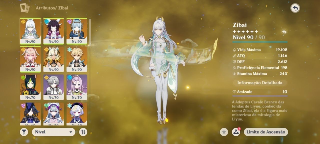 Conta Genshin Zibai + Assinatura, Ineffa + Assinatura, Linnea, Columbina e mais.