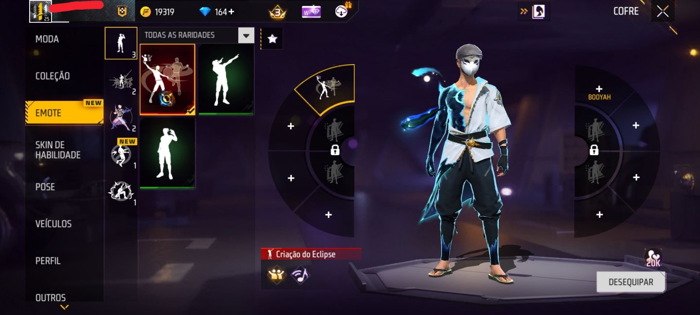 CONTA BÁSICA COM SKIN EVOLUTIVA + PUNHO DO NARUTO + TROCA NICK