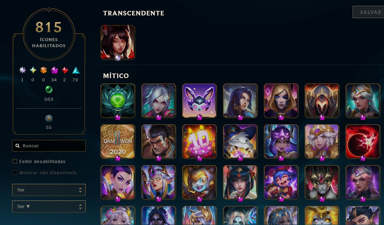 CONTA LOL 815 SKINS + VALORANT COM SKINS