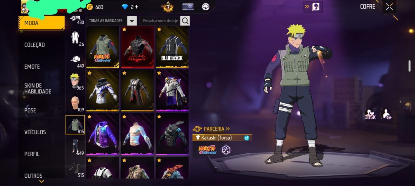 Vende-se conta free fire gemada PV 83
