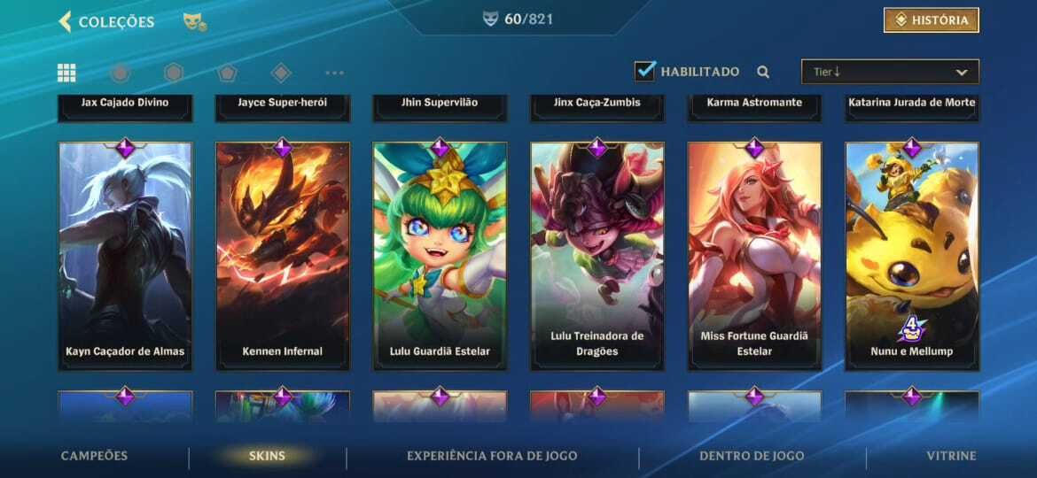 CONTA - LEAGUE OF LEGENDS WILD RIFT (COM SKINS LENDÁRIAS)