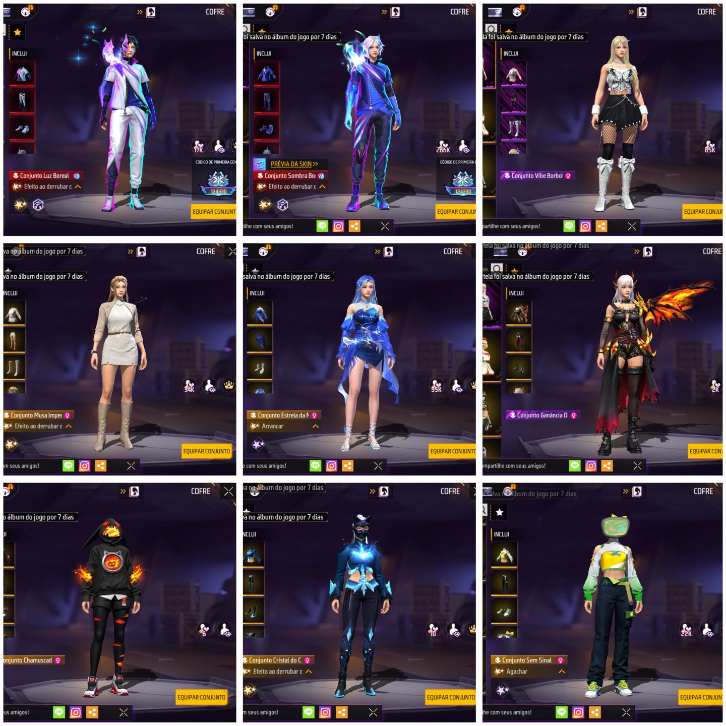 CONTA DE FREE FIRE GEMADA VETERANA UNISSEX FULL ACESSO QUASE 600 PEITORAIS