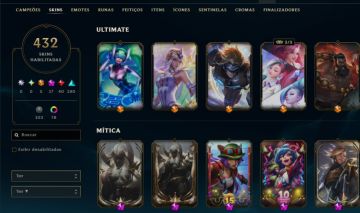 Conta de lol com 432 skins, main yasuo, quase todas as skins dele