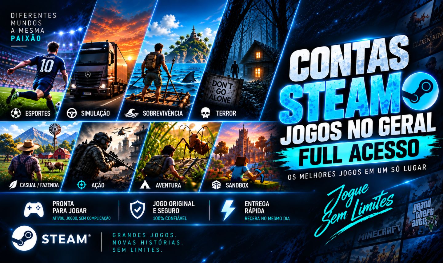 JOGOS NA STEAM ONLINE (CONTA SOMENTE SUA) - 0 HORAS JOGADAS