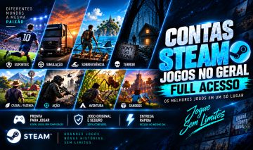 JOGOS NA STEAM ONLINE (CONTA SOMENTE SUA) - 0 HORAS JOGADAS