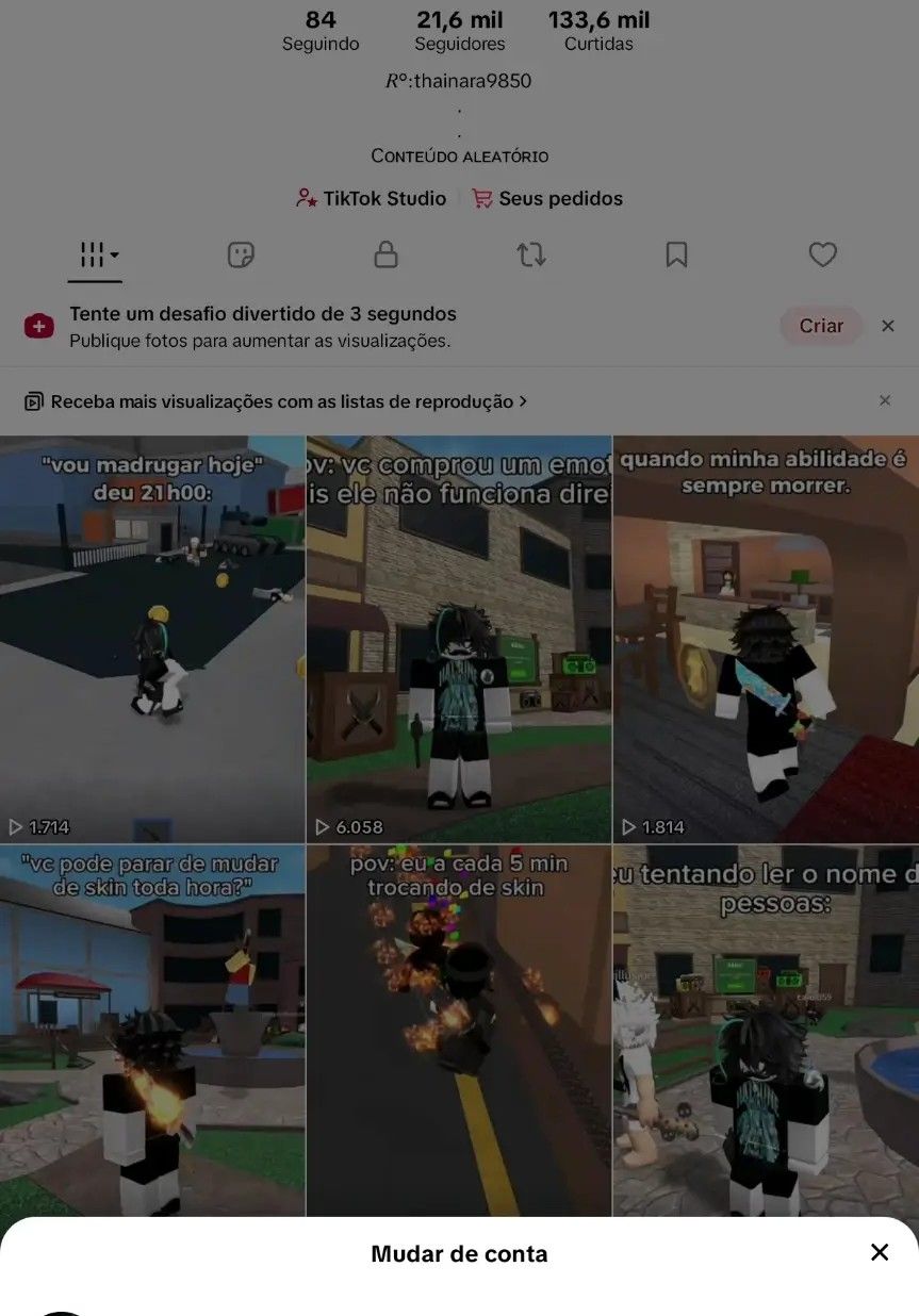 Conta ttk com mais de 20k seguidores