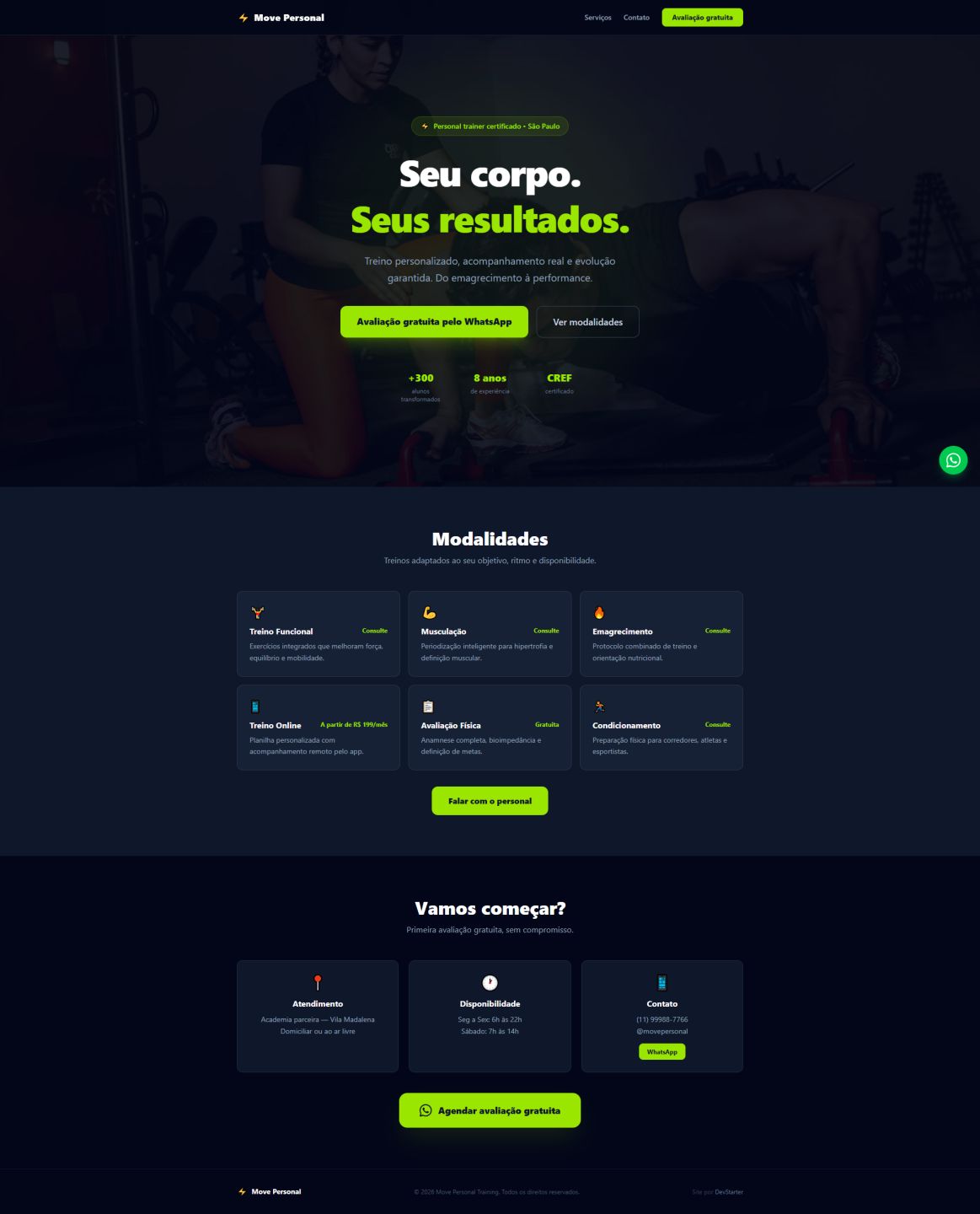 LANDING PAGE PARA AGENDAMENTO E VENDAS VIA WHATSAPP
