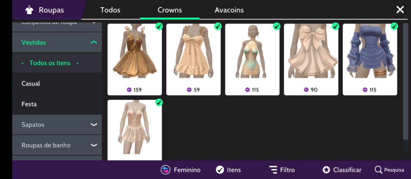 Contas avakin life feminina melhores roupas