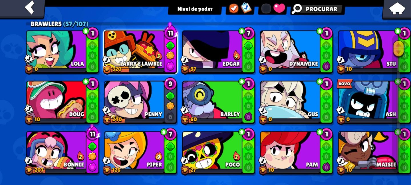 BRAWL STARS + CLASH ROYALE | 57 BRAWLERS | 90/123 CARTAS | 1595 GEMAS
