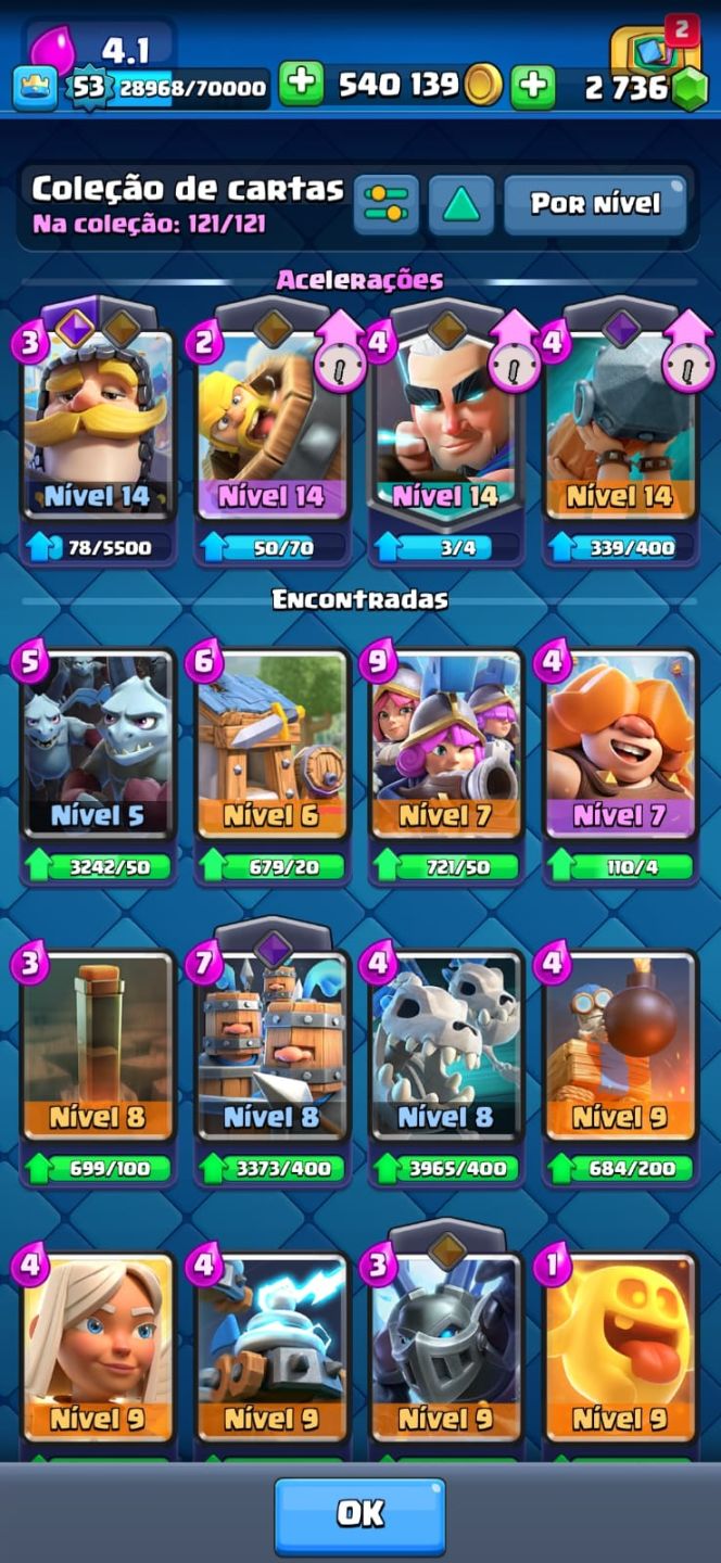 Conta de clash conta com 9k e 500 troféus conta com todas as cartas! Procedência