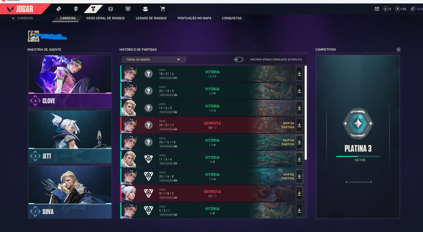 Conta Valorant plat 3 mmr alto