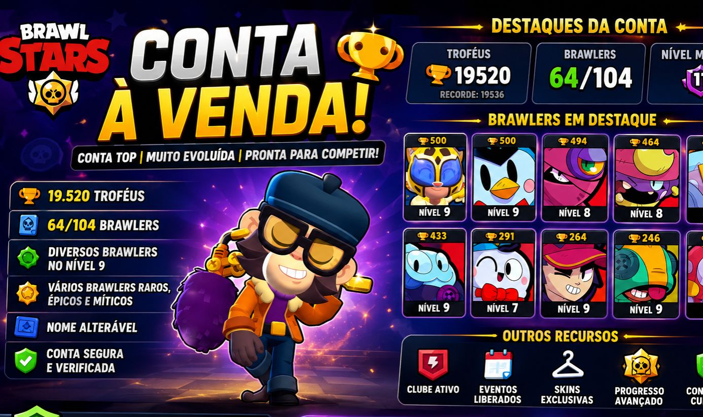 Conta Brawl Stars Top | 19.520 Troféus