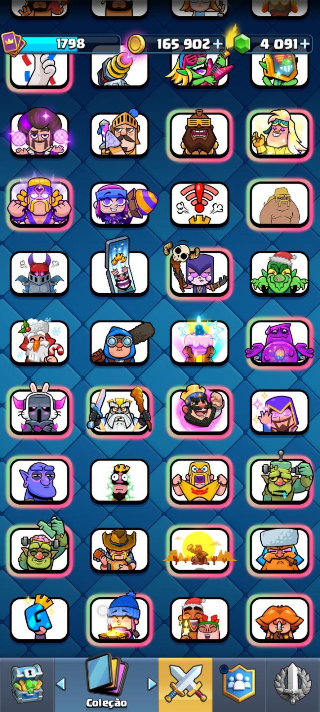 CONTA CLASH ROYALE COMPLETA |CARTAS FULL|153 EMOTES|18 EVOLUÇÕES|10.835 TROFÉUS