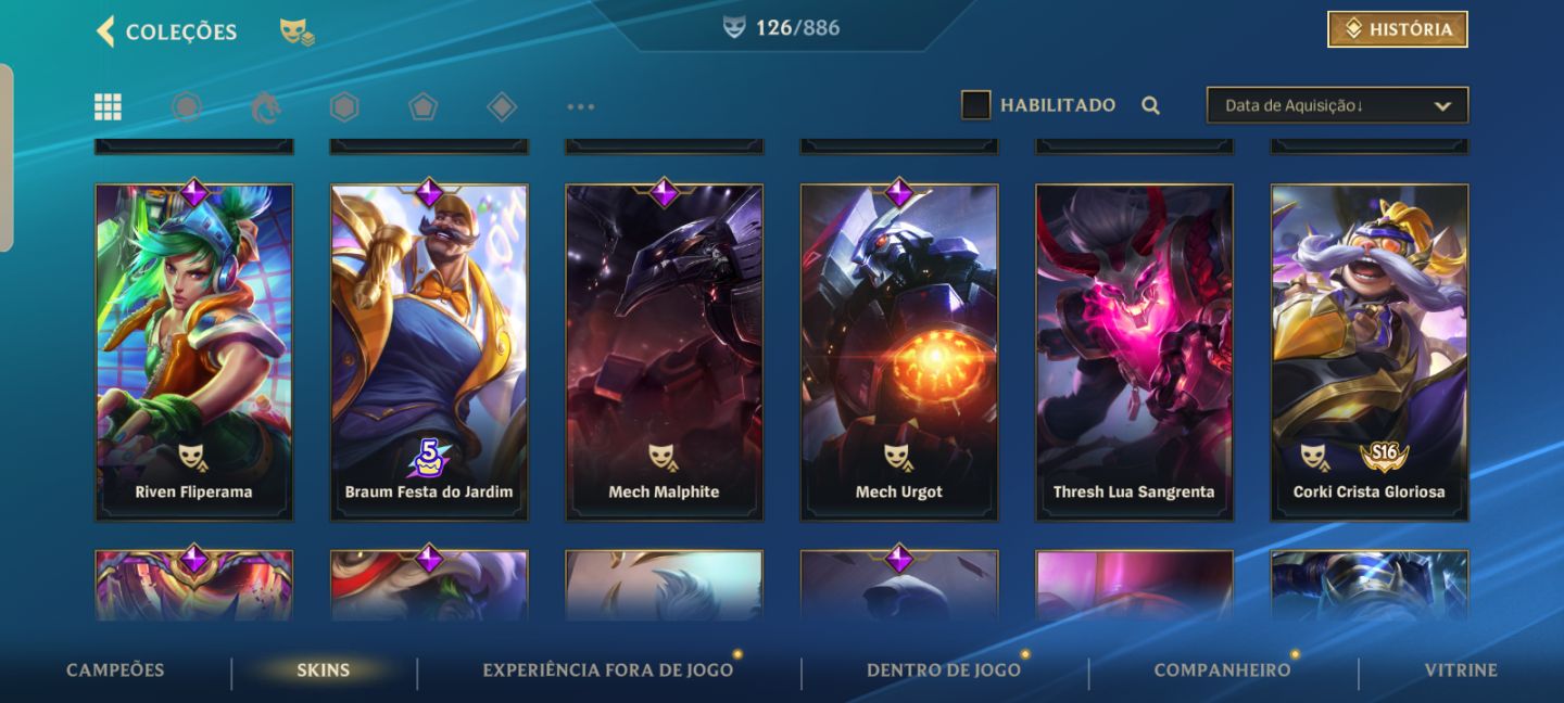 Conta com várias skins