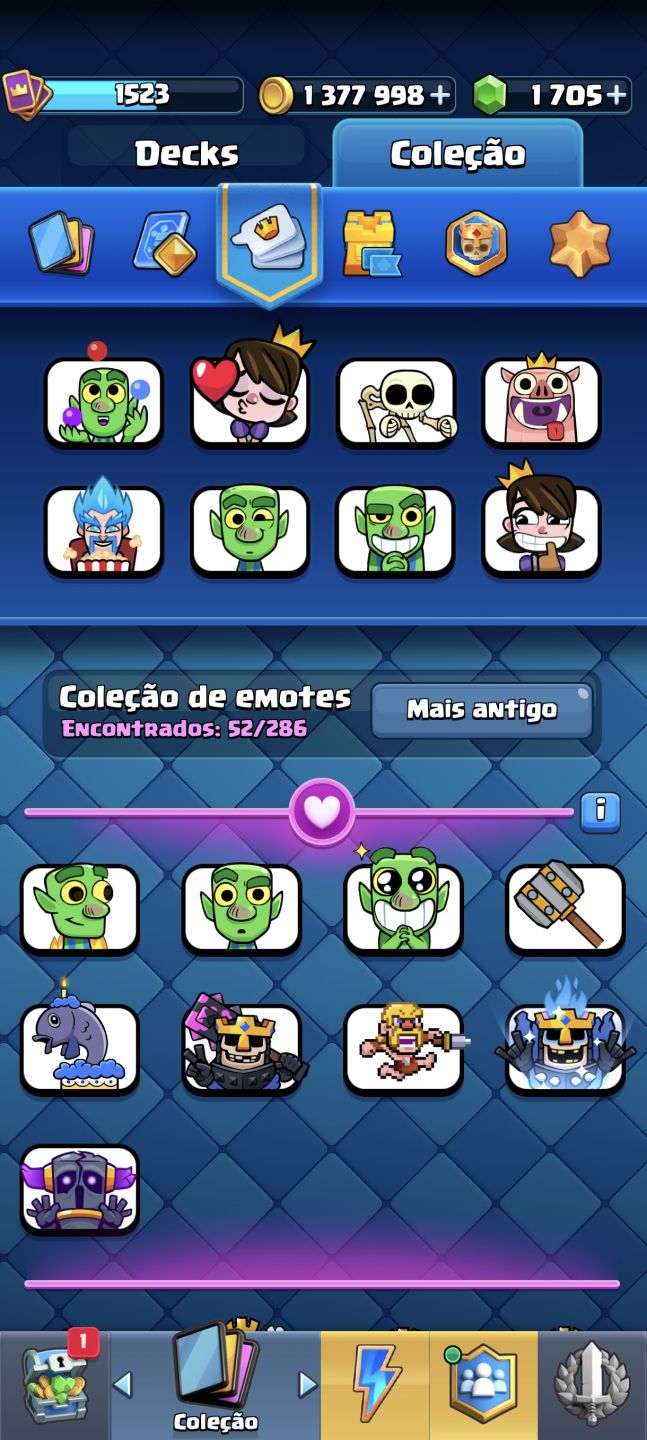 Conta Clash Royale com 1000 mil troféu, 1 milhão e 300 de ouro, 1400 gema e etc