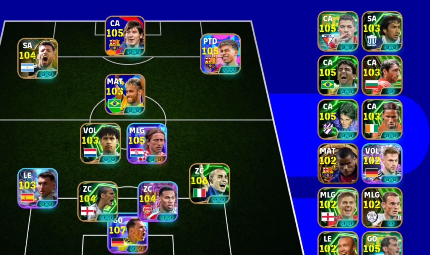 Conta efootball com Neymar, Messi e Yamal do Pack