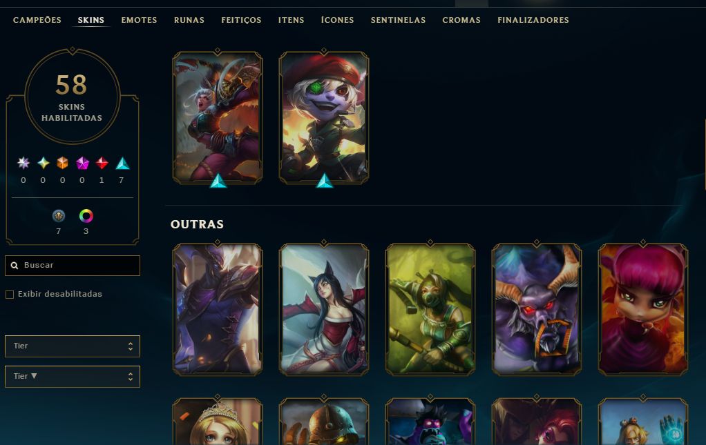 [Entrega Automática] Conta Lol Bronze, 58 Skins, Lendária, Upada na Mão