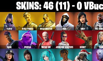 CONTA FORTNITE com Glow | Gold Midas | Gold Brutus | XEV | GREY e 46 SKINS
