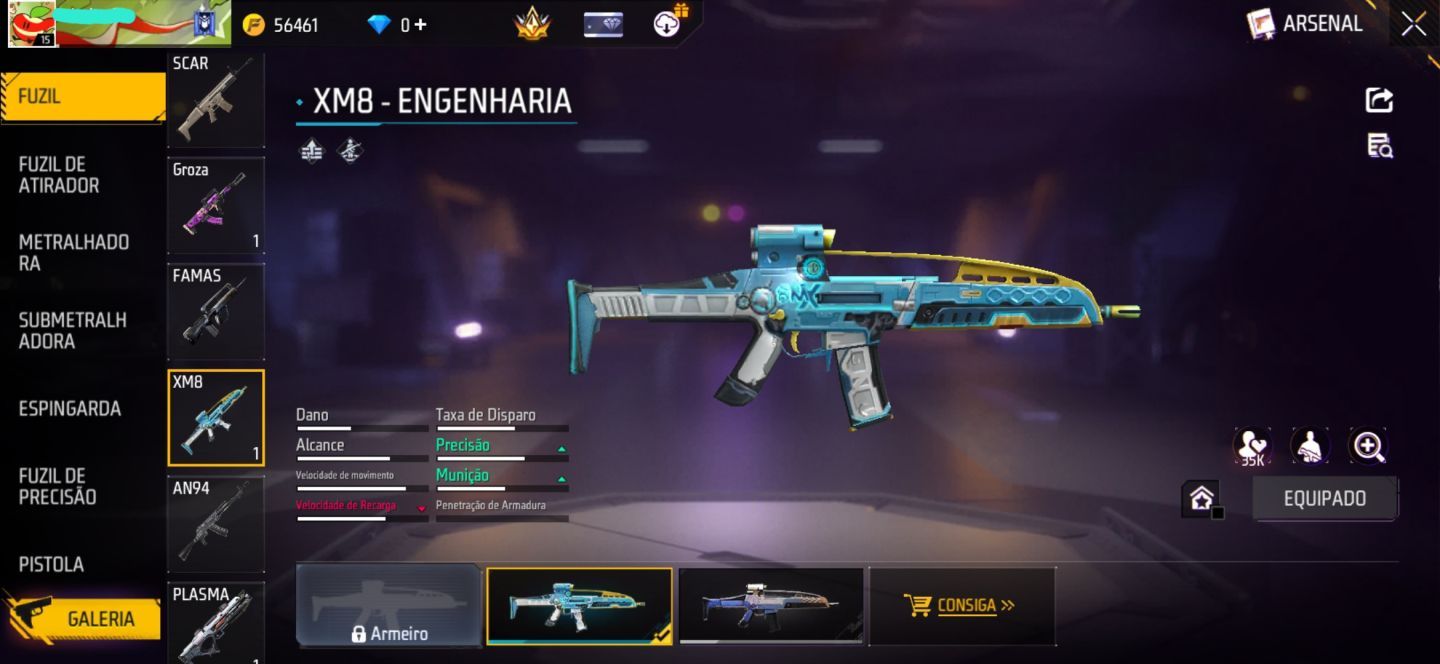 CONTA FREE FIRE COM CONJUNTO DAMA ESCALARTE | AWM ATRIBUTADA | CARTÃO DE TROCA