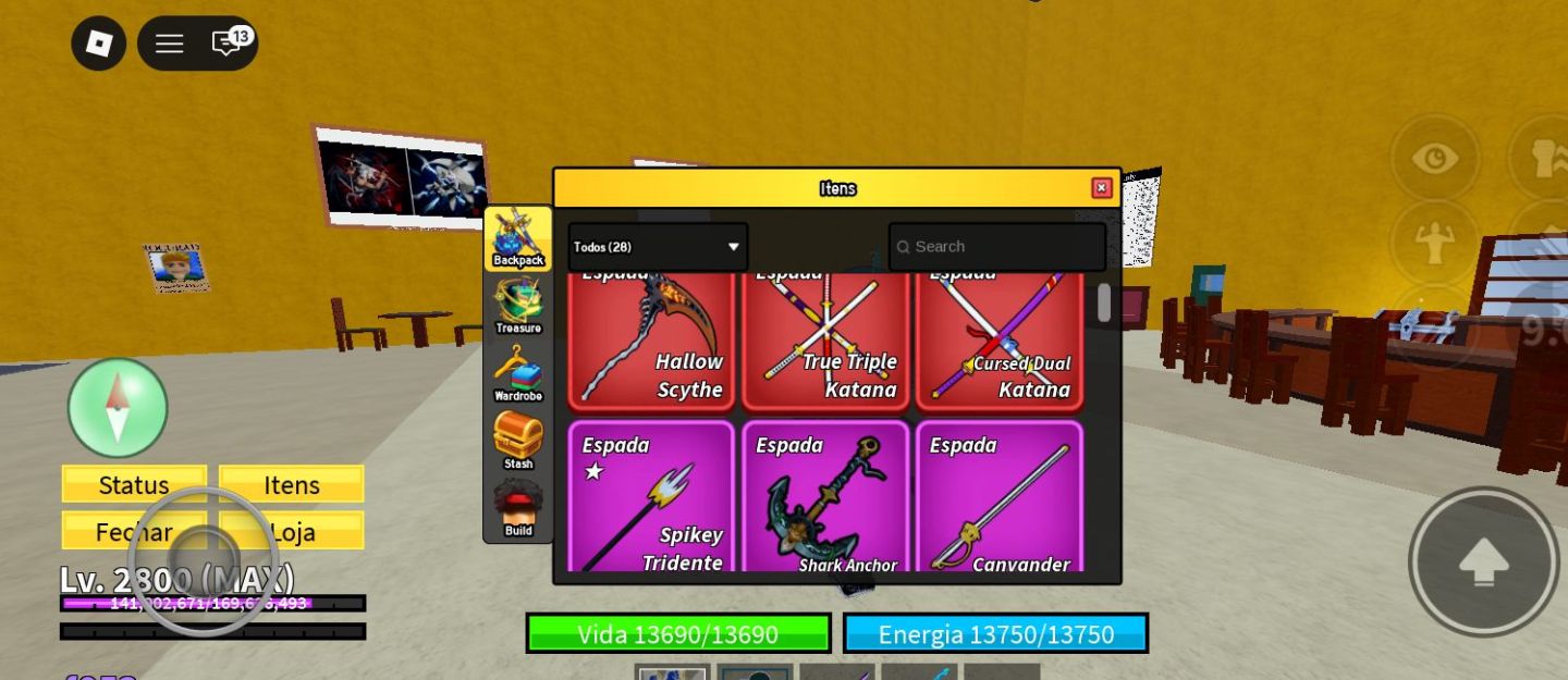 Conta de blox Fruit com 4 perm e upada em vários jogo