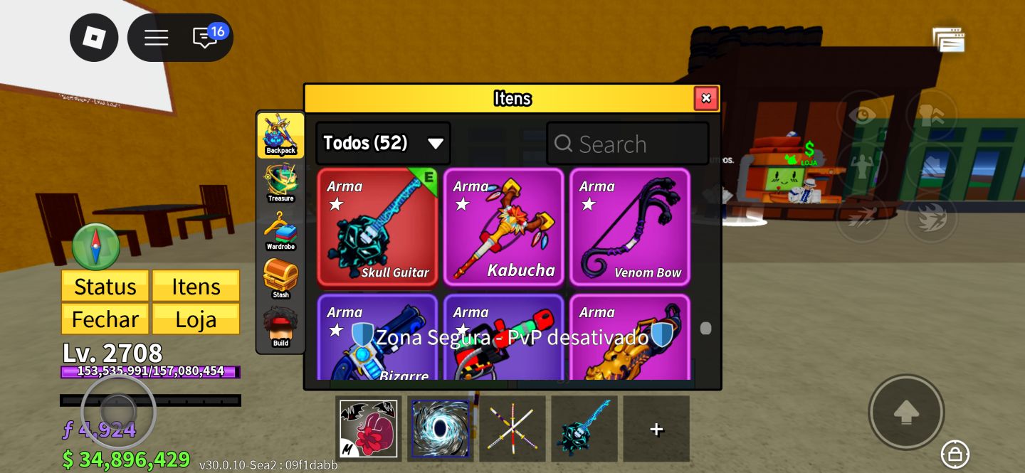 Conta blox fruits End game muita skin fora do jogo com robux pra gastar