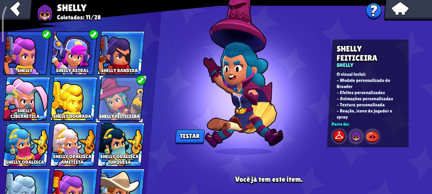 Conta brawl star bob sponja várias skins