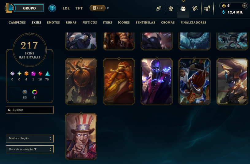 Conta LoL 217 Skins + All Champs | Gold/Esmeralda TFT | 2015