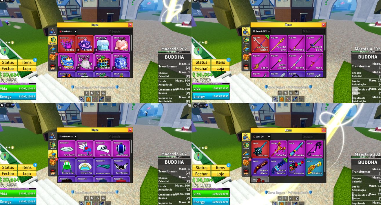 Conta de Blox Fruits com Buddha e Magma Permanente, Notificador de frutas e pass