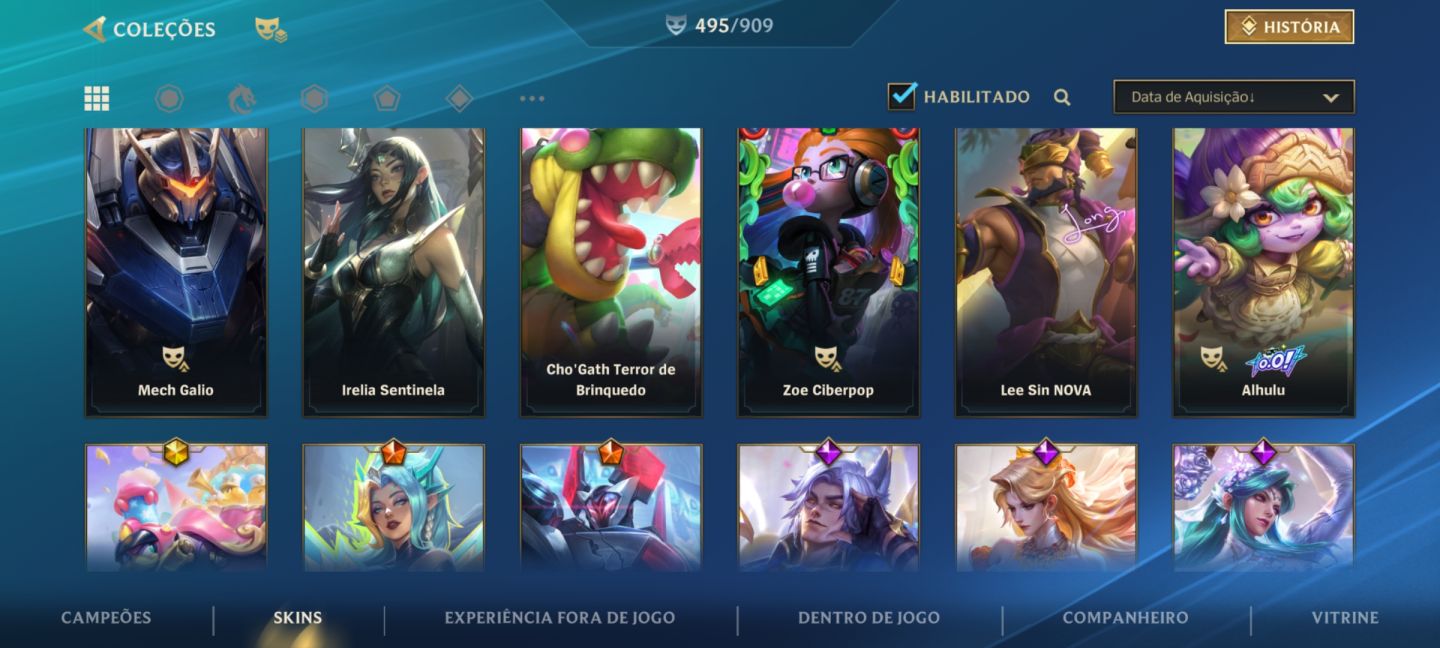 CONTA WILD RIFT FULL SKIN, Basicamente todos os champs tem skin