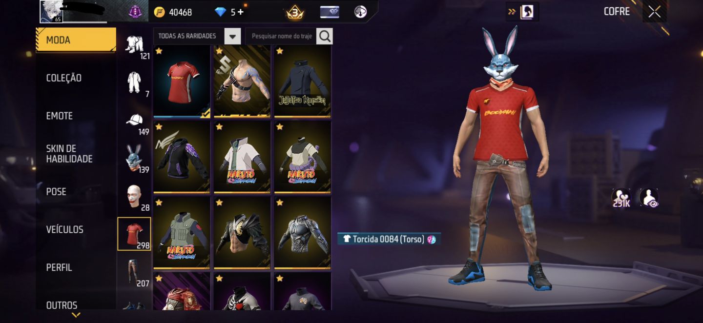 CONTA BRABA FREE FIRE, ANGELICAL ROXA + COELHÃO+MASCARA STEIKE E MUITO MAIS