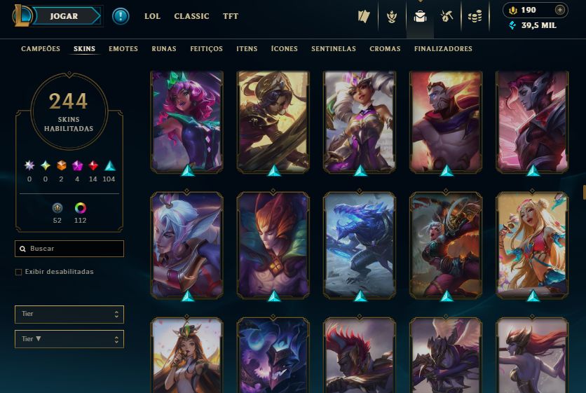 CONTA PLAT III - 244 SKIN - FULL CHAMP + ESPÓLIOS LOTADOS! - 100% SEGURA!