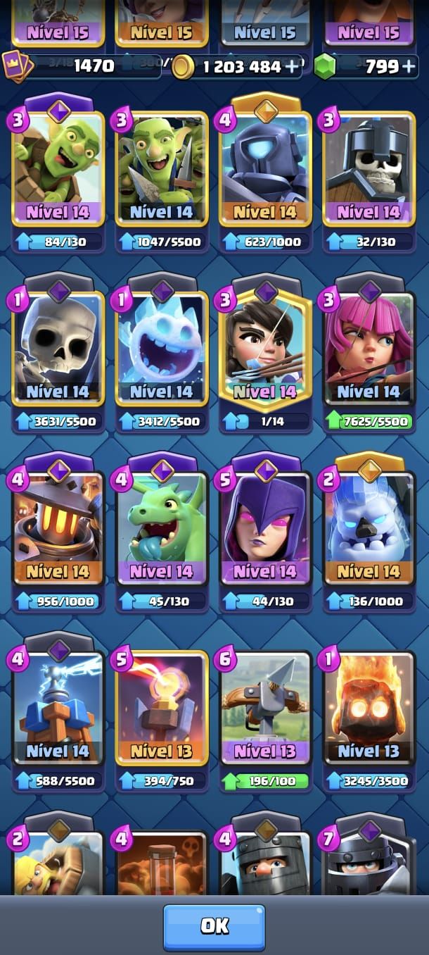 Conta Clash Royale com cartas nível max, evoluções e heróis.