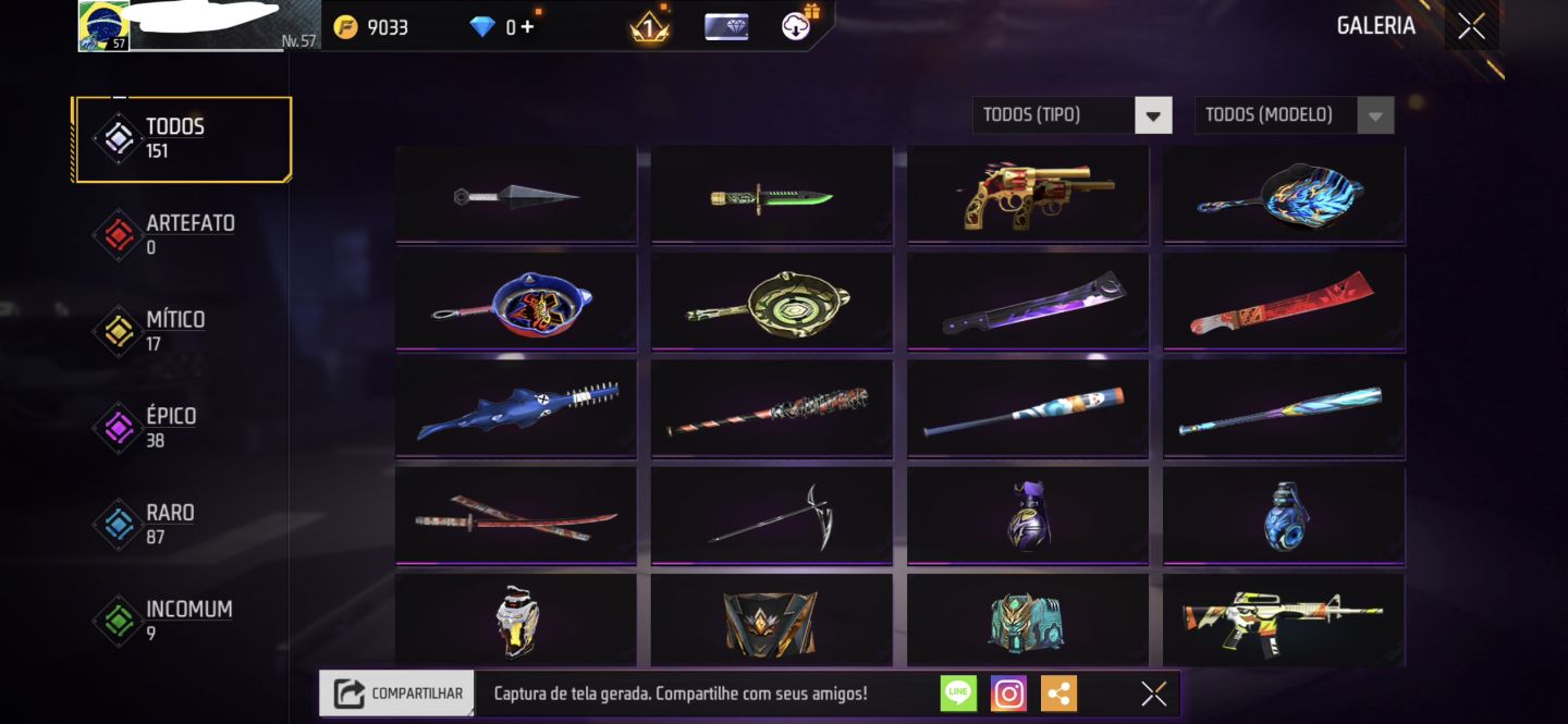 Conta Free Fire Antiga Nível 57 Para Pessoas Exigentes Cheia de Roupas e itens